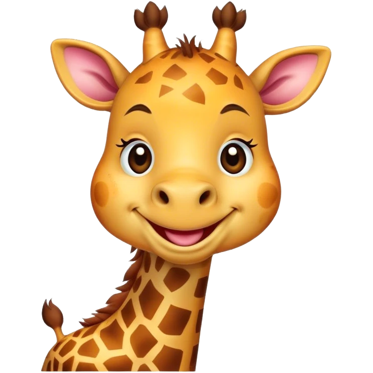 Cartoon short, fat dwarf giraffe with a big smile emoji