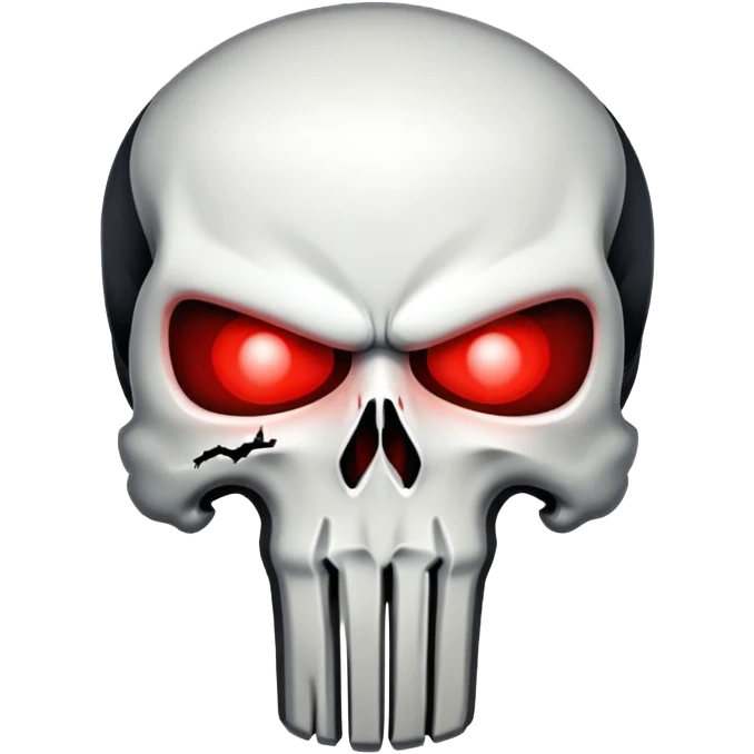 Punisher skull with glowing red eyes emoji