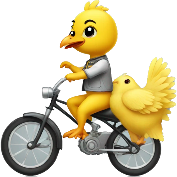 small yellow chicken riding on a bike emoji