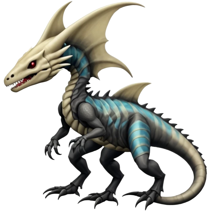 Marowak-Salandit-Xenomorph-hybrid-fantasy-creature (full body) with colored scale pattern markings emoji