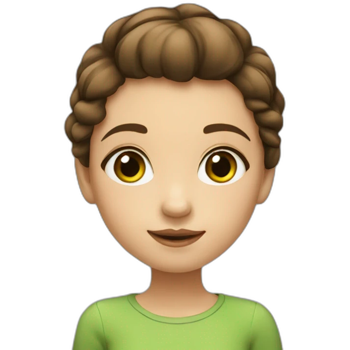 Petite fille de 11 ans cheveux brun foncé long  yeux vert grande emoji