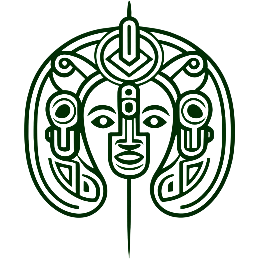 Authentic ancient Maya glyph for communication, pure white background with dark green line art only, minimal geometric shapes, no modern elements emoji