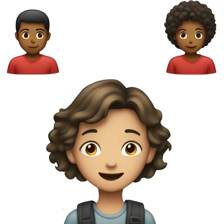 A heart in which a girl and a teenage boy are connected emoji