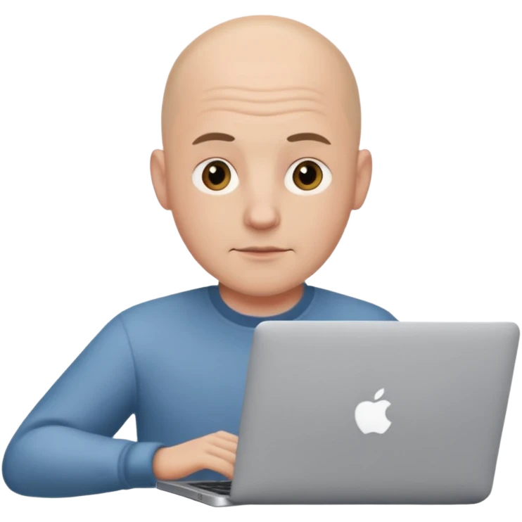 bald guy with macbook emoji