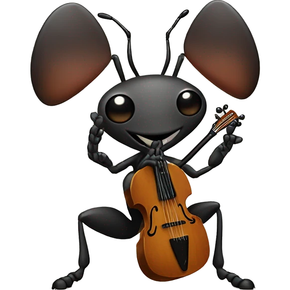a giant ant with a balalaika in his hands emoji