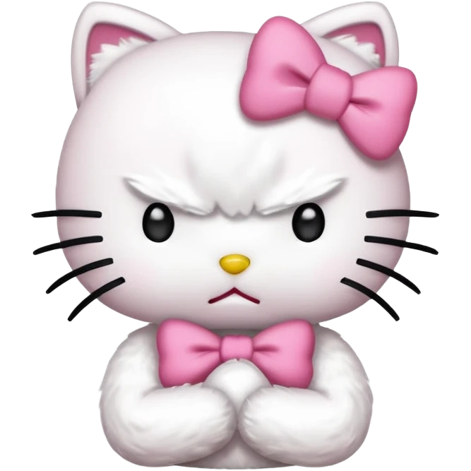 hello kitty frowning, arms crossed, angry emoji