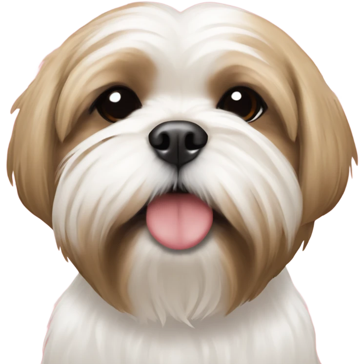 Tan and white Shih Tzu with hearts around him emoji