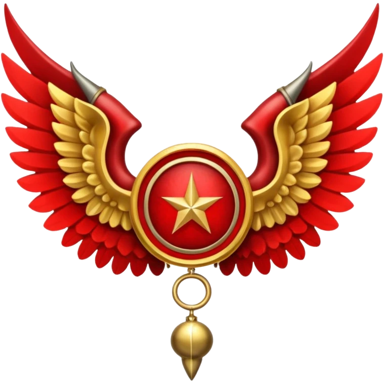 Holy Emblem with black wings and horn and red tetragrammaton in the middle emoji