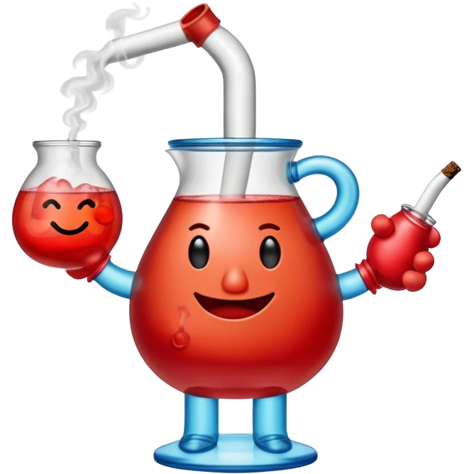 Kool-Aid man with visible arms and legs smoking a bong emoji