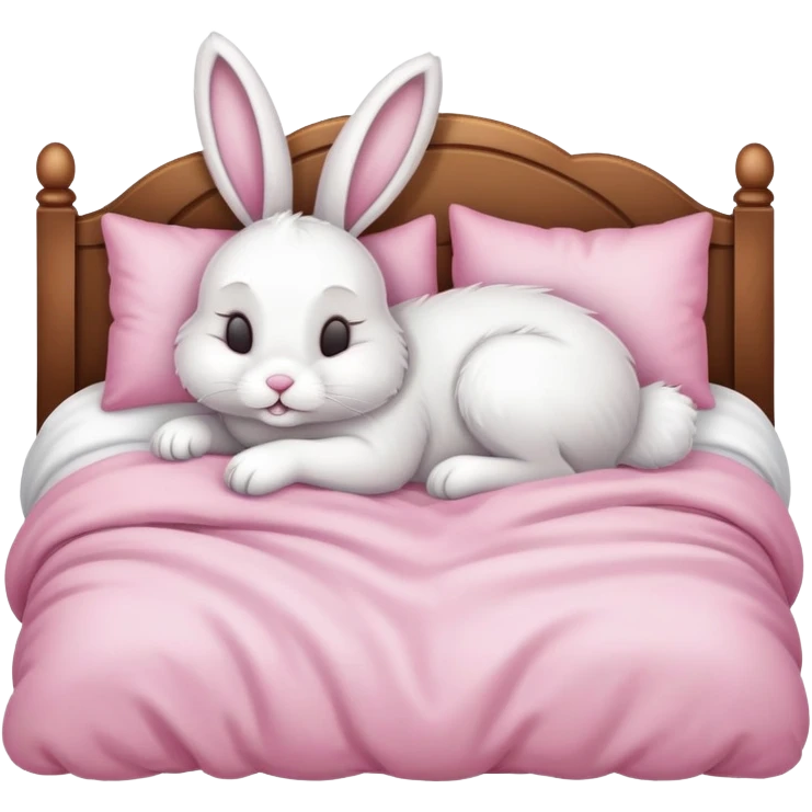 Easter bunny sleeping in bed emoji