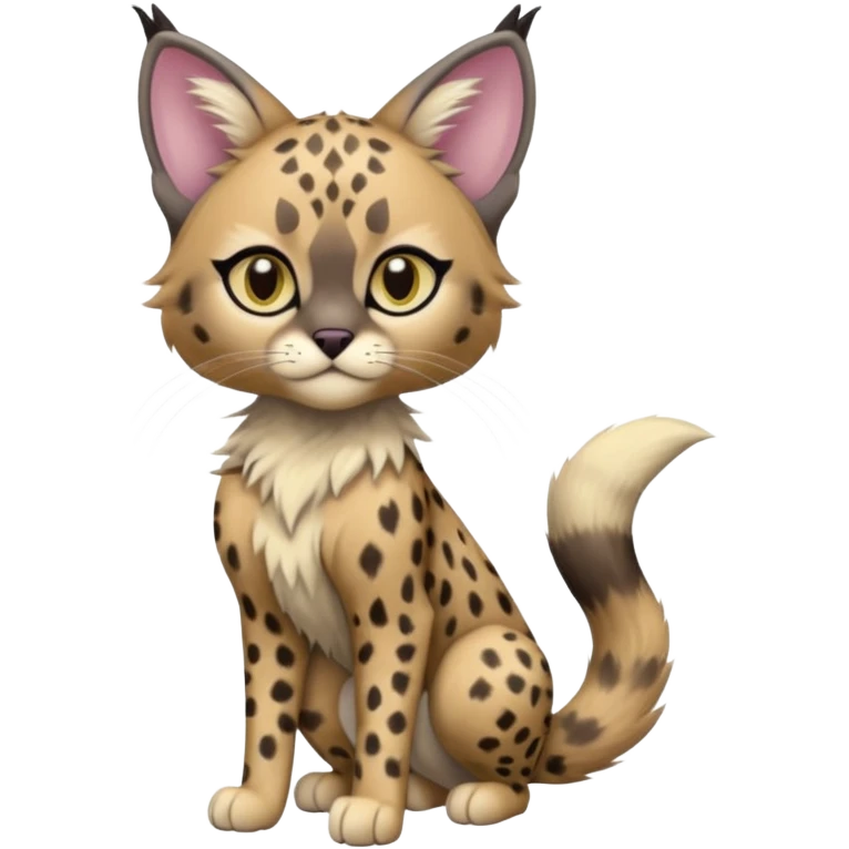 Dark Edgy Cute Pastel Ragdoll-Caracal-Cheetah-Fakémon-Lykoi-feline-hybrid (full body) emoji