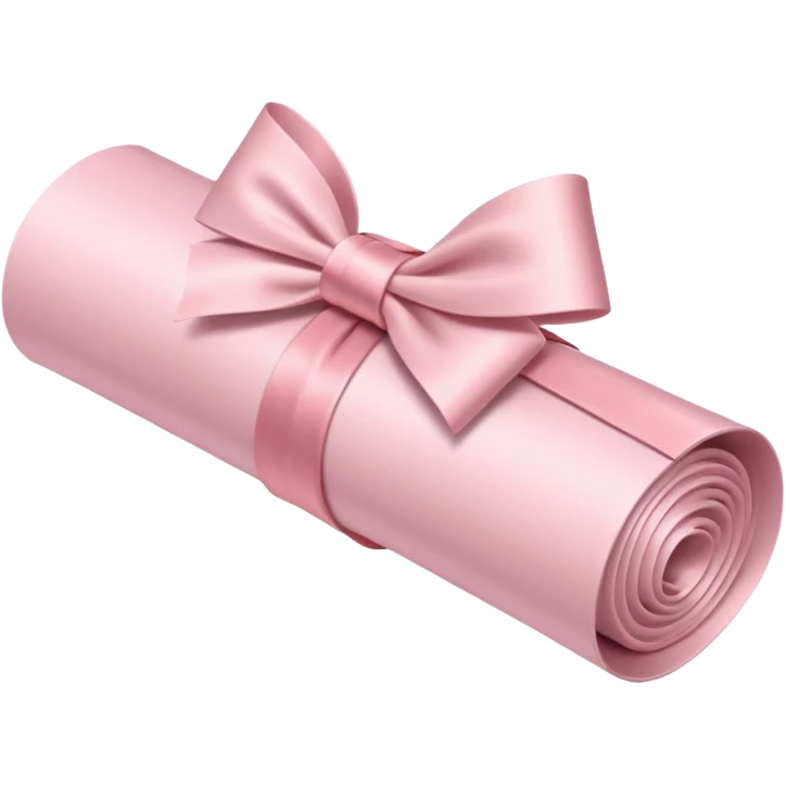 rolled up diploma tied with a light pink bow emoji