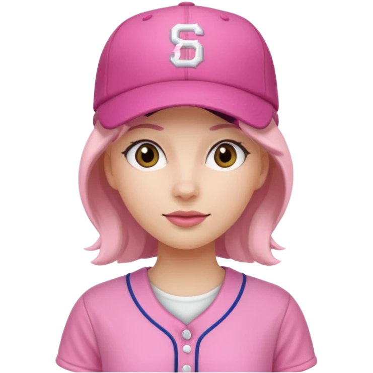 woman with pink jersey and baseball hat emoji