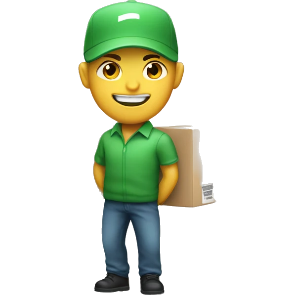 White Courier with a green parcel emoji