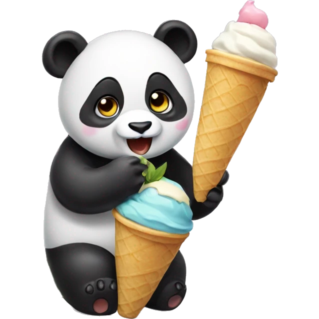 Panda eating ice cream emoji