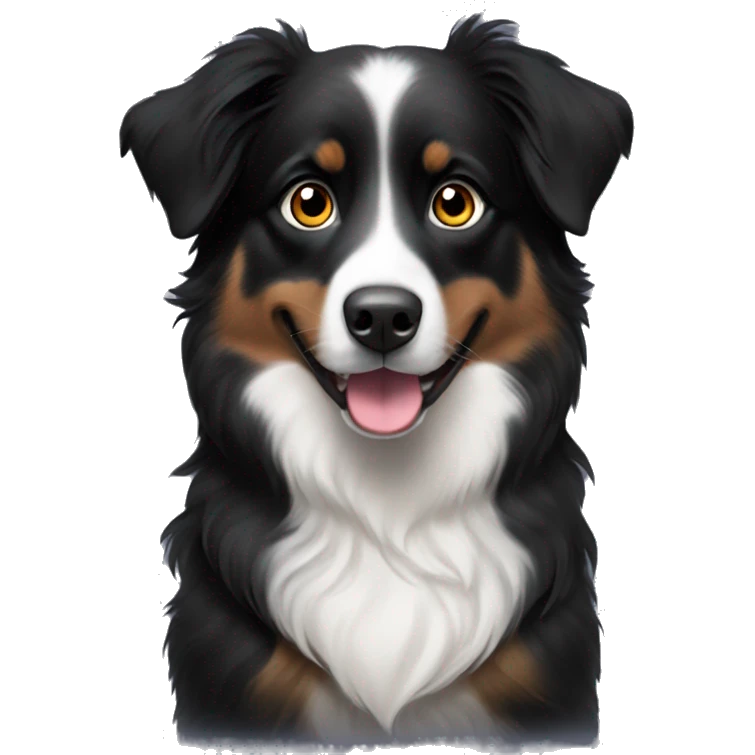 Small black australian shepherd dog with heart eyes emoji