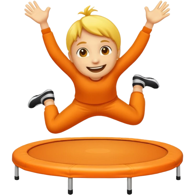 an emoji jumping on a orange trampoline emoji