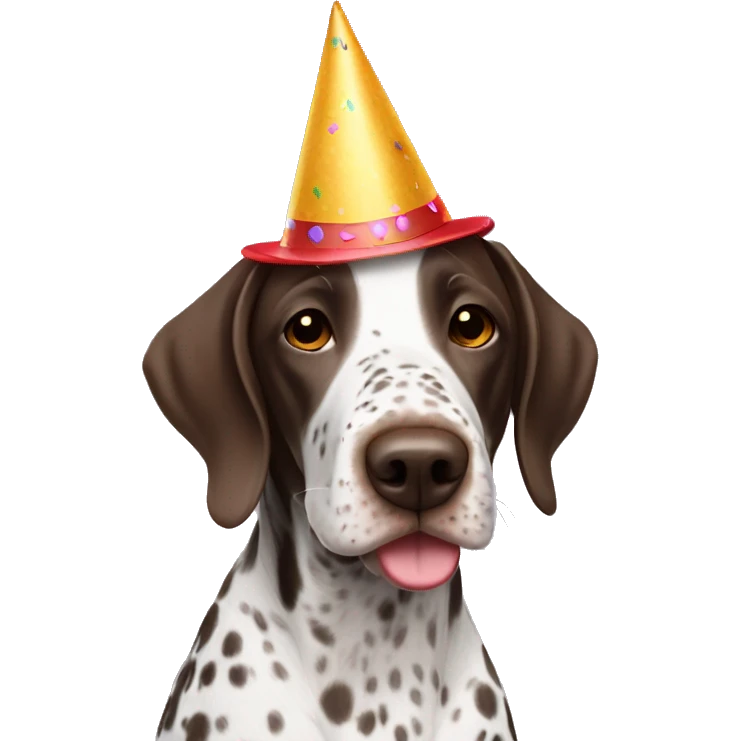 German shorthair with party hat emoji