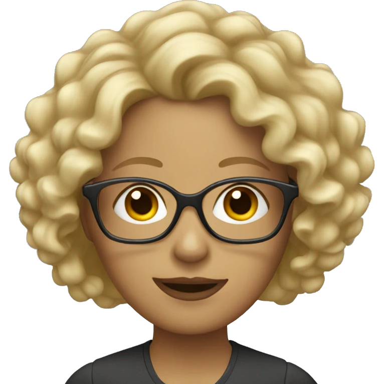 medium blond curly woman with glasses emoji