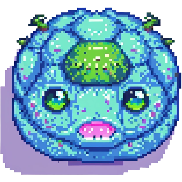 slime monster with a cute face pixel art emoji