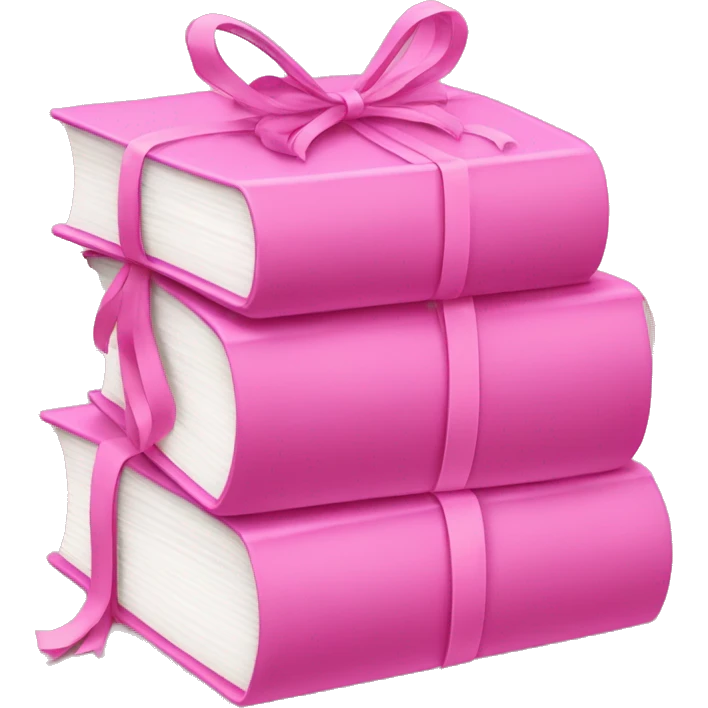 Pink Books stacked up and tied together by a pink bow emoji
