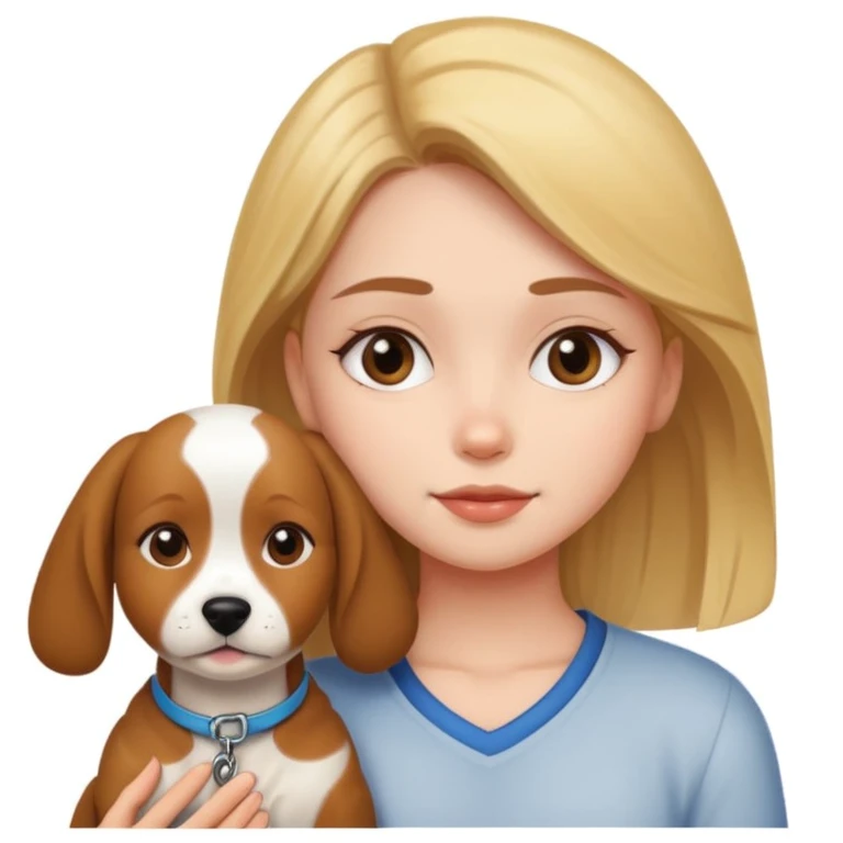 girl and dog posing cute emoji