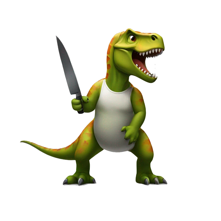 Dinosaur holding a knife emoji