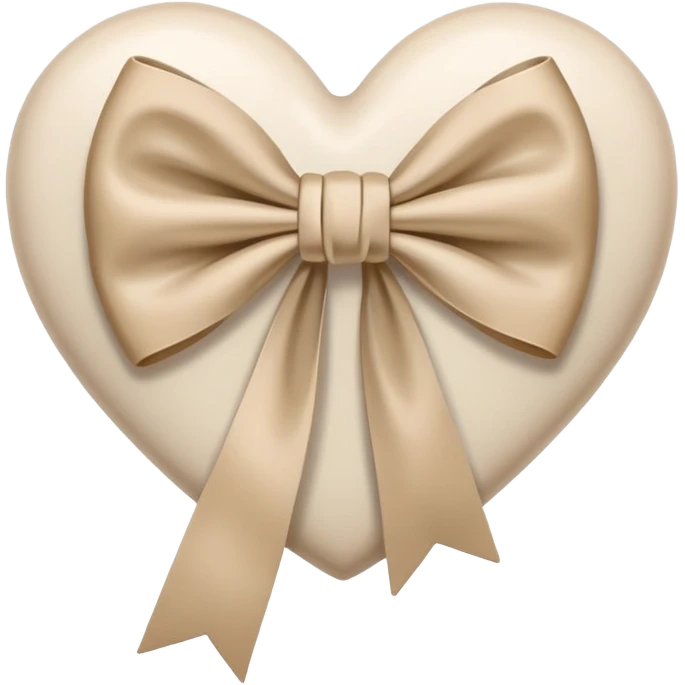 white heart with beige bow emoji