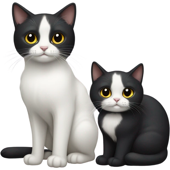 Black cat with white cat couple  emoji