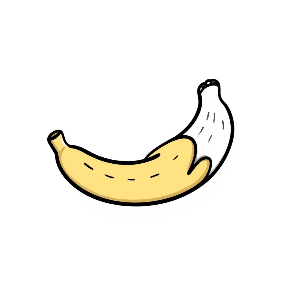 hand-drawn peeled banana showing yellow flesh emoji