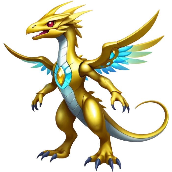 Shiny Futuristic Celestial Magical Ethereal Godly Divine Nebula-Fakemon-Pokemon-Digimon-Spectrobes-Raptor-fusion, full body emoji