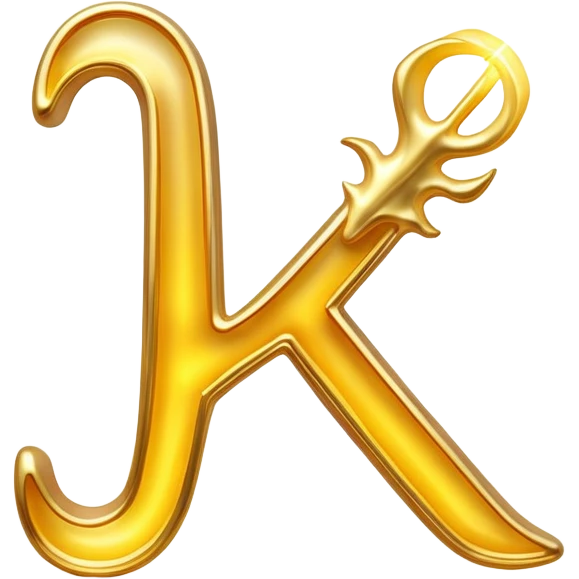 Ethereal golden vitamin K2 symbol floating beside a luminous glowing bone. The K2 symbol emits gentle rays of light that flow toward the bone, causing it to shine with a strengthening golden aura. emoji