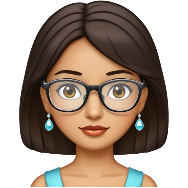 Sparkling princess with dark brown hair , olive skin and glasses  emoji