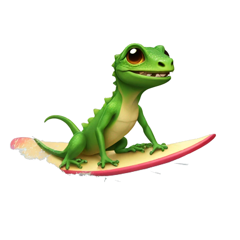 Lizard riding a surf board emoji