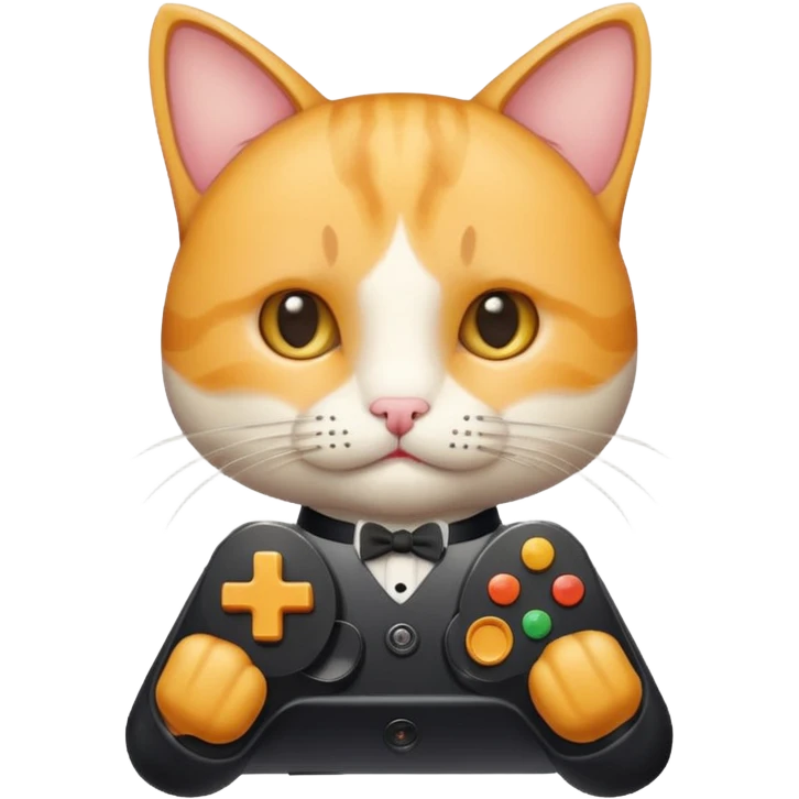 신사콧수염을 단 치즈고양이가 게임기를 들고있다 emoji