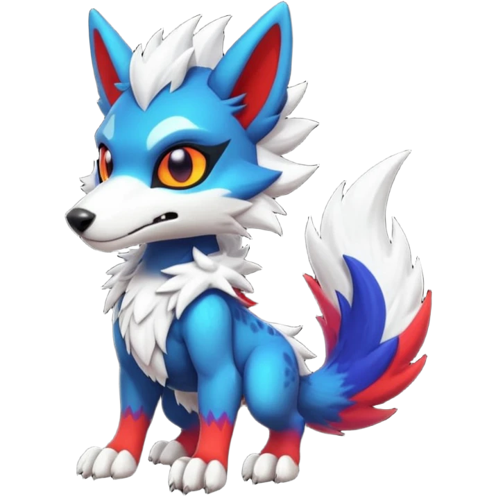 Cool randomly-colored chibi furry anthropomorphic fantasy-Fakémon-Sergal-Canine-Protogen-creature with edgy markings (full body) emoji