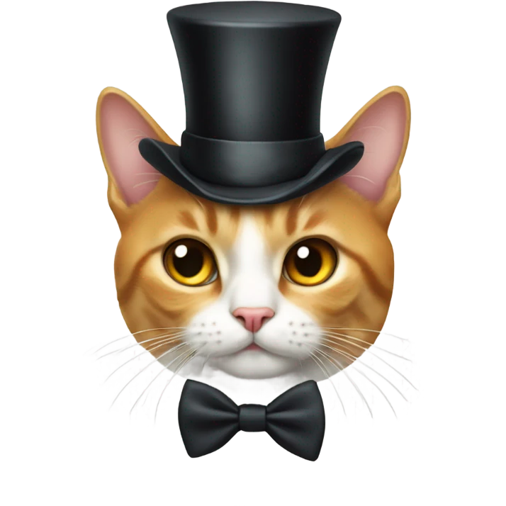 a cat with a bow tie and a top hat emoji