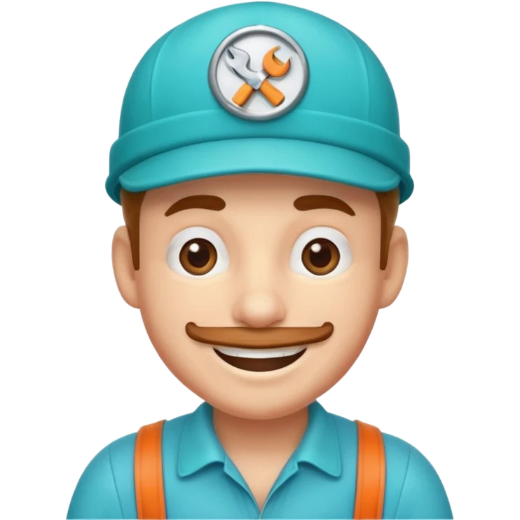 funny plumber with a turquoise hat, simple and clear emoji