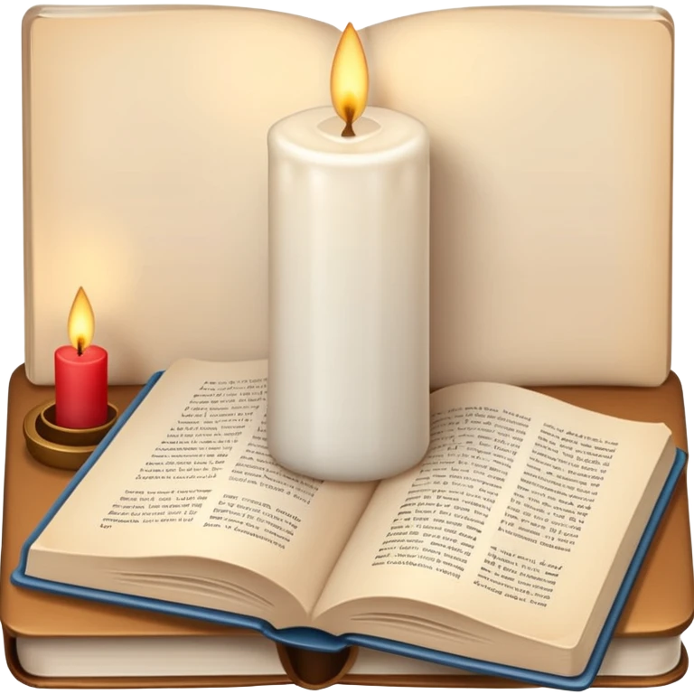 white candle with a book emoji