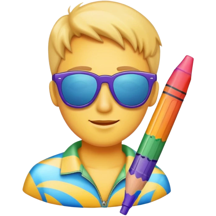 a cool crayon on vacation emoji