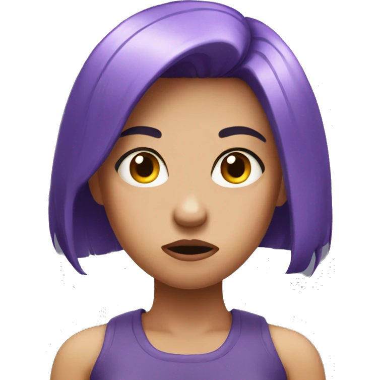 a girl with violet hair looking angry emoji