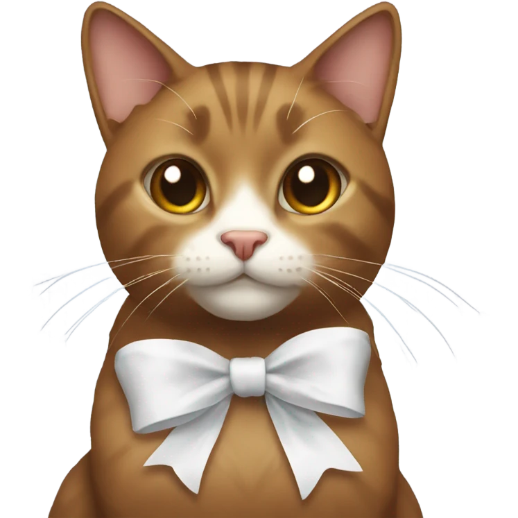 Brown cat with white bows emoji