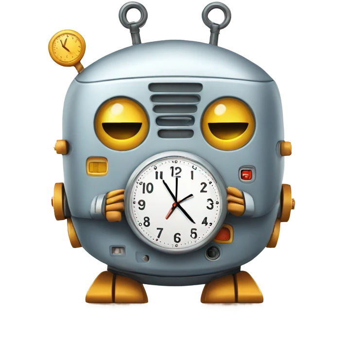 cute robot holds the clock emoji
