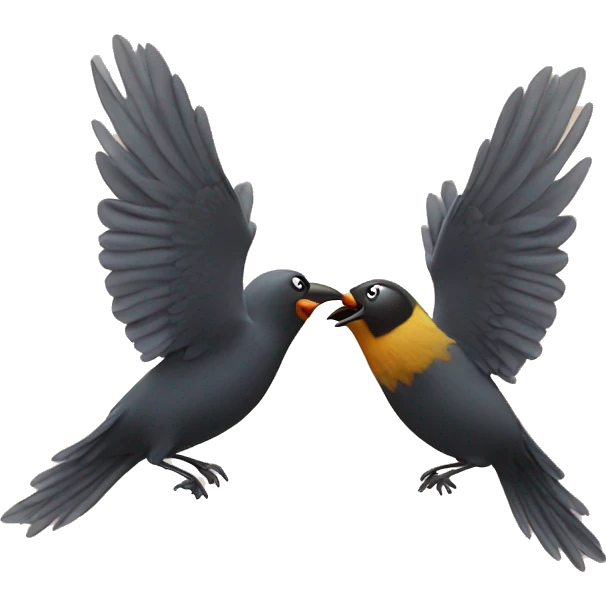 bird flies into another bird emoji