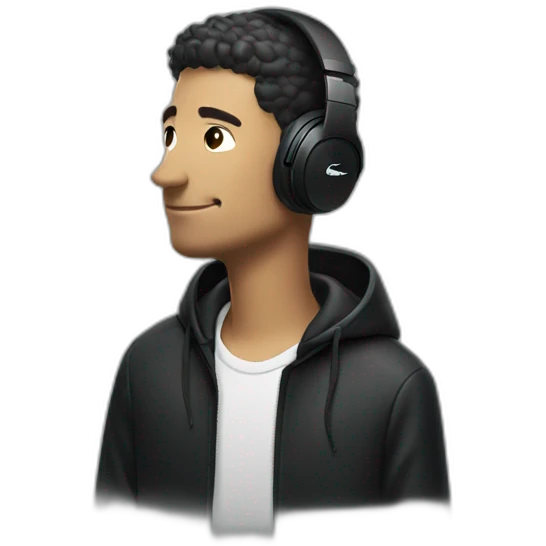 Lacoste headphone latin guy with black windbreaker emoji