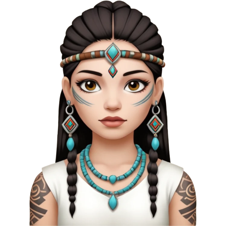 tribal girl Tattooed, white skin emoji