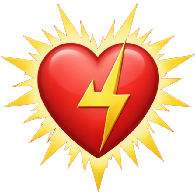 Heart with 13 pt lightning bolt in the middle emoji