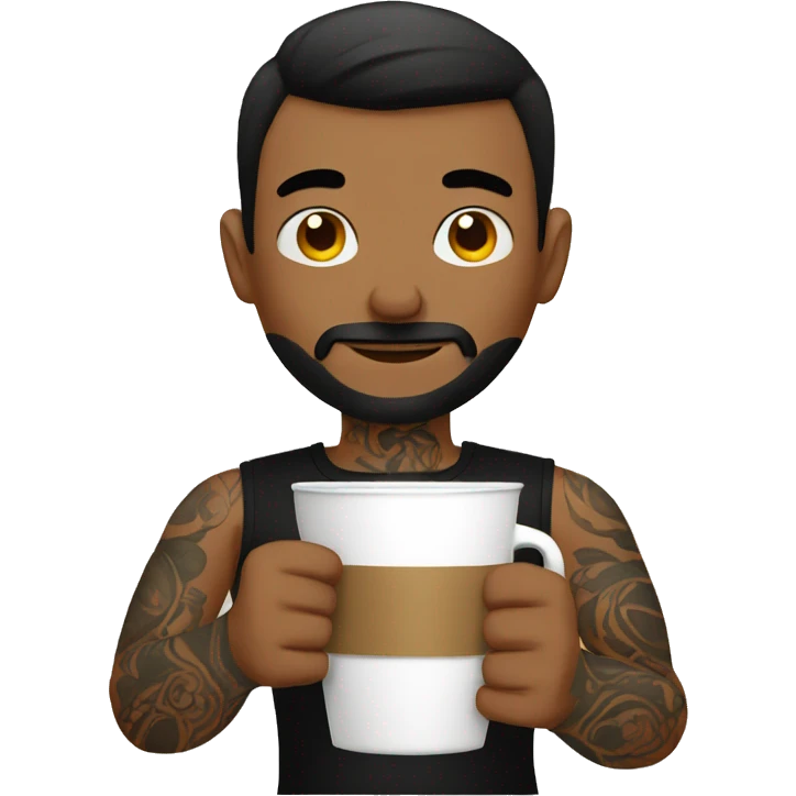 tattooed men drinking a cup of coffee emoji