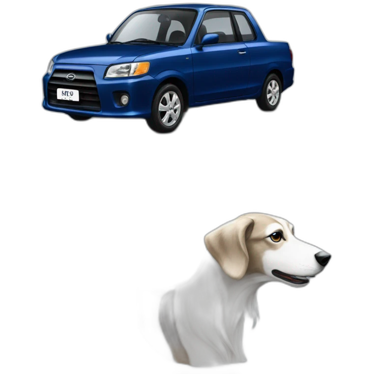 daihatsu dark blue atrai and white saluki emoji