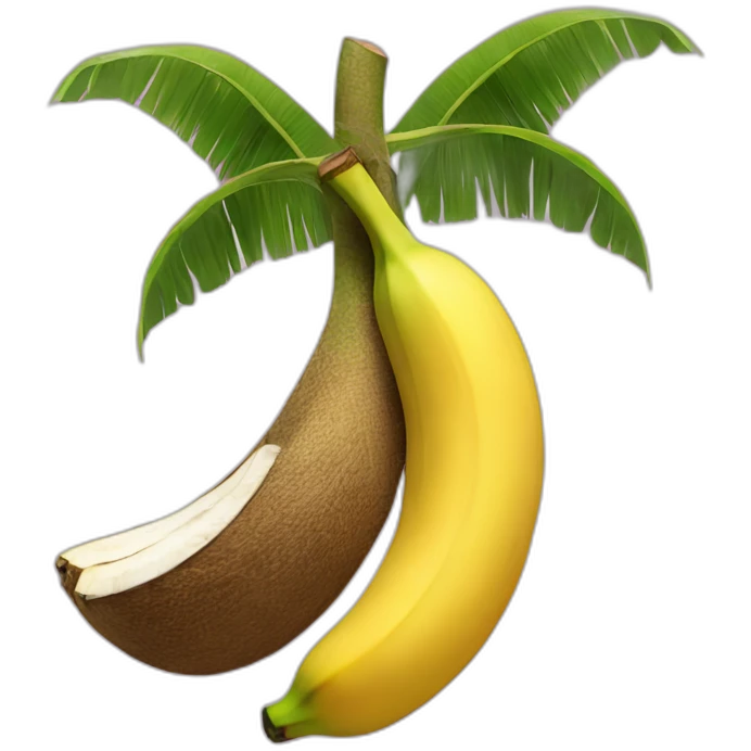 Big banana with two coconuts emoji